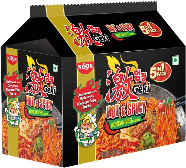 Geki Hot & Spicy Korean Veg Flavoured Ramen Instant Noodles Vegetarian