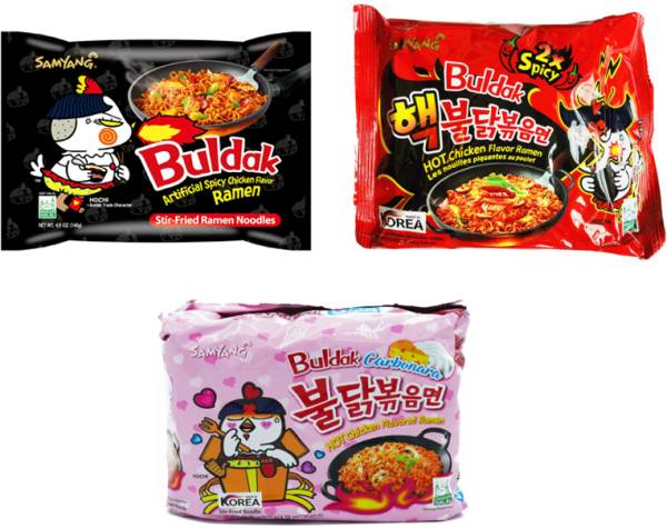 Samyang Flavor Fusion Noodle Combo ||Carbonara||2X||Stir Fried|| 140 gm each Instant Noodles Non-vegetarian