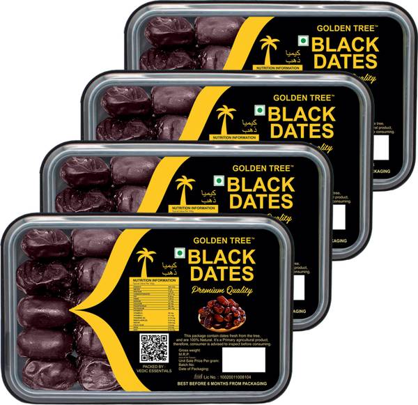 Golden Tree Selected Premium Black Dates, 100% Natural khajoor dry fruits, Immunity Boosts Dry Dates