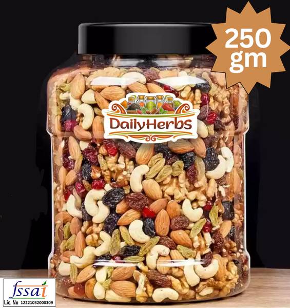 DAILYHERBS Mix Dry Fruit | Panchmeva | 250gm | AA+ Almonds, Cashews, Raisins, Apricots, Assorted Seeds & Nuts