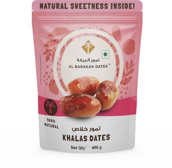 Al Barakah Khalas Dates 400g | All Natural, Non-GMO, Vegan, Khajur/Khajoor Dryfruit | Dates