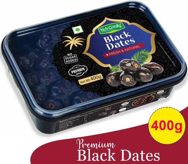 NutroVally Premium Black Dates for Strong Bones | 100% Fresh & Natural | Antioxidants Rich Dry Dates