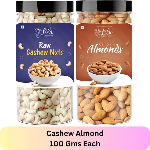 lila dry fruits Cashew (100gm) & Almond(100gm) Combo | Kaju Badam Combo Almonds, Cashews