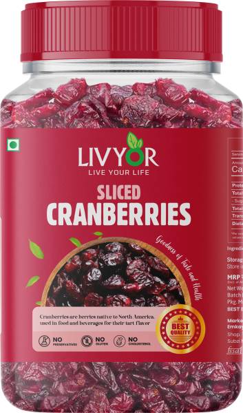 LIVYOR Premium Sliced Cranberries | Natural Dried Cranberries