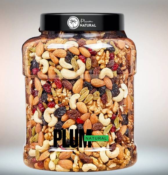 Plum Natural Mix Dry Fruit | Panchmeva | 200GM | JAR | Almonds, Cashews, Raisins, Dry Dates, Pistachios, Figs, Kiwi, Assorted Fruits & Nuts
