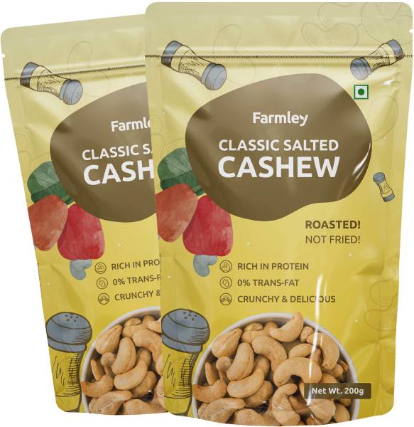 Farmley Roasted & Classic Salted Cashew 400g, Pack of 2- Each 200g Cashews