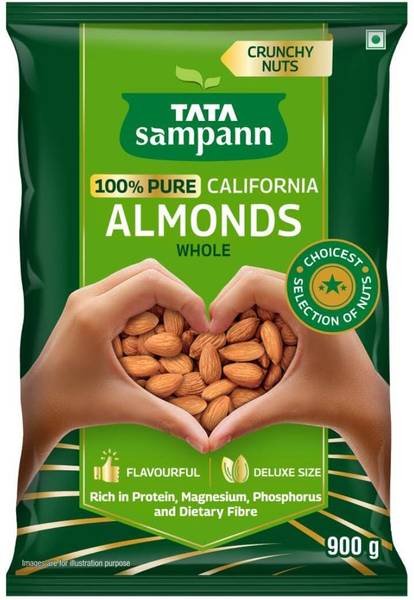 Tata Sampann Pure California Almonds/Badam Whole, 900g, Real Nuts Almonds