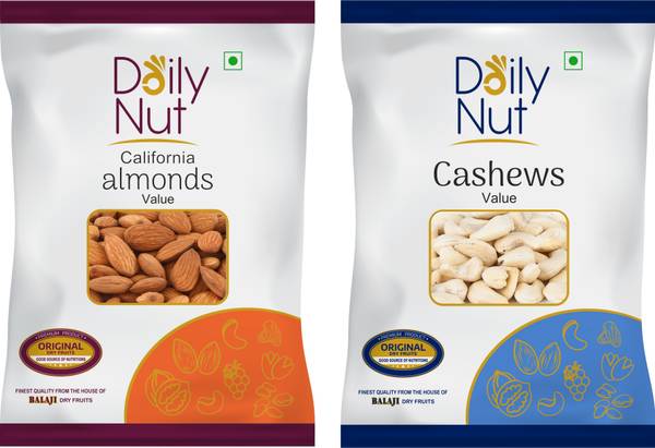 Lali Balaji Daily Nut Combo Dry Fruits 500g (Almond Value 250g & Cashew Value 250g) Almonds, Cashews