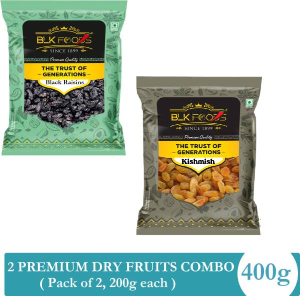 BLK FOODS Dry fruits combo pack of Black Raisins & kismis , kishmish (400g) Black Raisins, Raisins