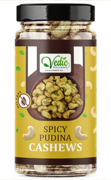 Nutri Hub Pure & Natural Pudina Cashew Jar Pack | Dry Roasted & Salted Pudina Kaju 1kg Cashews