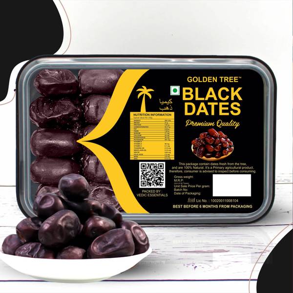 Golden Tree Selected Premium Black Dates, 100% Natural khajoor dry fruits, Immunity Boosts Dry Dates