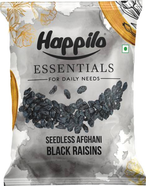 Happilo Essentials Afghani Seedless Black Raisins, Natural Fruit, Kids and Adults Snack, Raisins