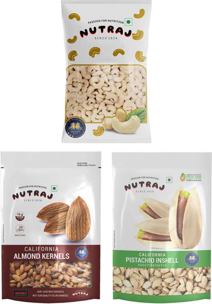 Nutraj Dry Fruits Combo Pack 600g, California Roasted Salted Pistachios, Almonds, Cashews
