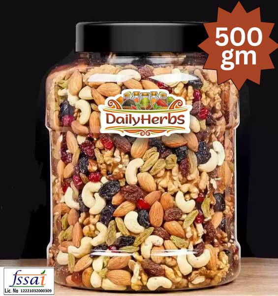 DAILYHERBS Mix Dry Fruit | Panchmeva | 500gm | AAA Almonds, Cashews, Raisins, Apricots