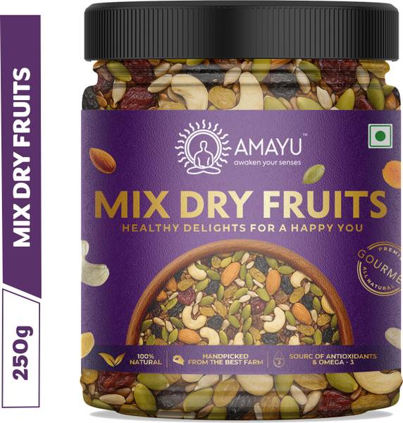AMAYU Premium Mix Dry Fruits | Healthy Nutmix | Panchmeva | 100% Natural Assorted Fruits & Nuts, Assorted Seeds & Nuts, Almonds, Cashews, Raisins