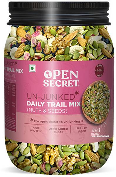 OPEN SECRET 7 in 1 Premium Trail Mix Kaju, Badam, Pista, Kishmish & Akhrot Assorted Seeds & Nuts