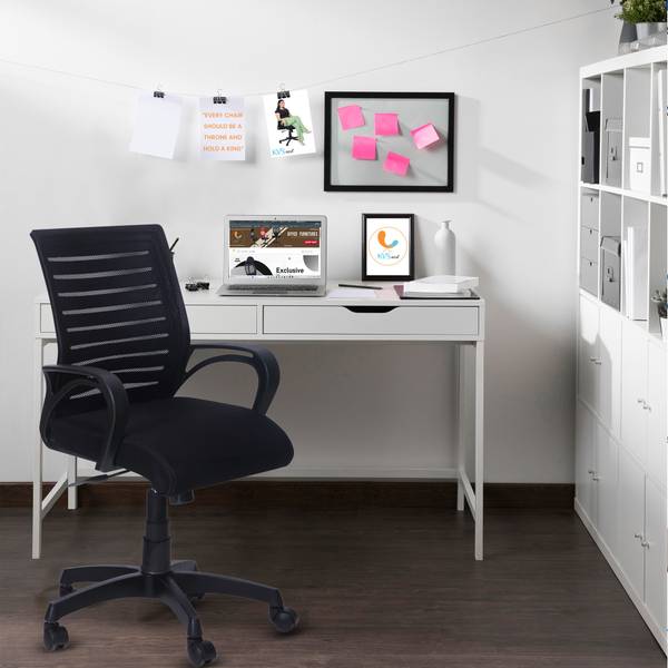 KVS INDIA Mid Back Sturdy Metal Base Nylon Revolving Chair Mesh Office Executive Chair