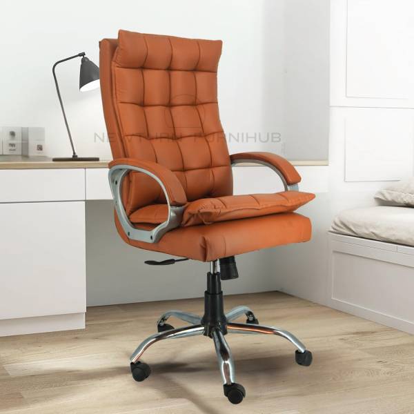 Newturn BOXER Premium Leather HIGH BACK Boss Revolving Chair with 3 years warranty Leather Office Adjustable Arm Chair