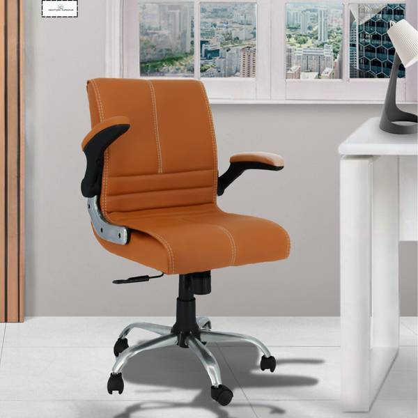 Newturn MAXSON mid back Adjustable handle Leather revolving chair with 2 years warranty Leather Office Adjustable Arm Chair