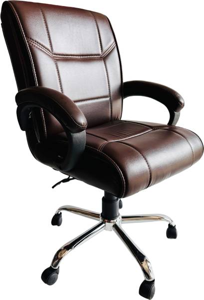 GOYALSON Office Ergonomic Home & Office Study Reception Mid Back Revolving Chair Leatherette Office Visitor Chair