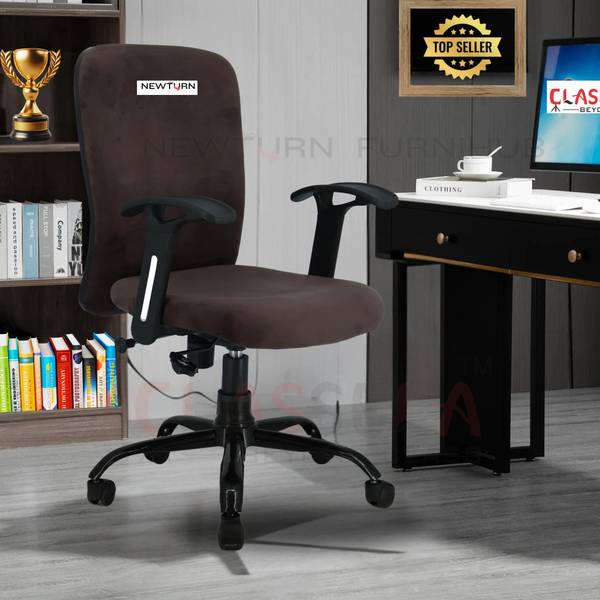 Newturn Rainbow Zebra Velvet Rexine office revolving chair with 2 Year warranty Fabric Office Adjustable Arm Chair