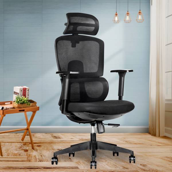 MISURAA Xenon White Mid Back Adjustable Lumbar Chair | Height ...