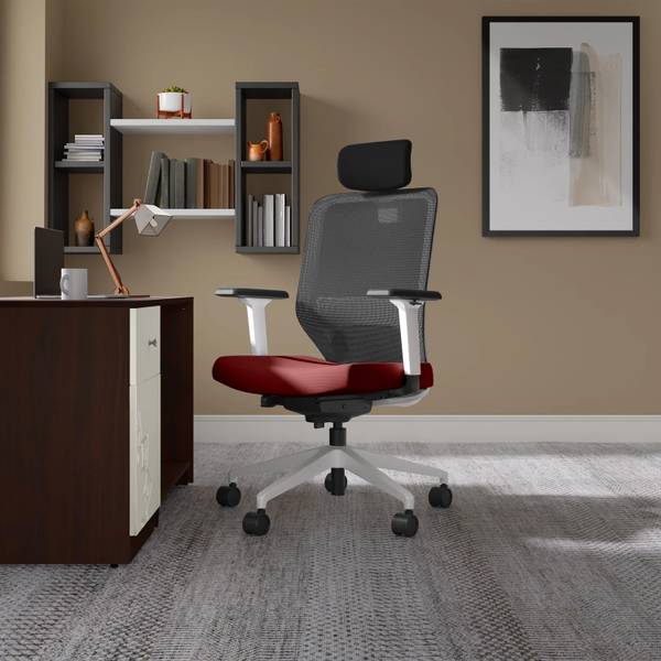 Godrej Interio Greta High Back White Body Fabric Office Executive Chair