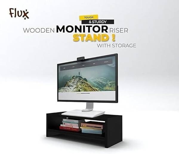 Flux Monitor Stand Two Tier Mini with Two Wooden Legs Organizer ...