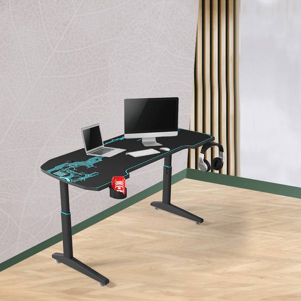 SAVYA HOME Manual Height Adjustable Gaming Desk for Office, Study | Black | Size-L Engineered Wood Multipurpose Table