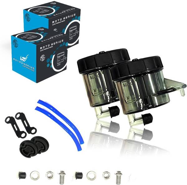 Moto Genius Front Brembo Brake Clutch Fluid BottleOil Reservoir Tank Cup (Black) 2QTY Oil Filler Cap