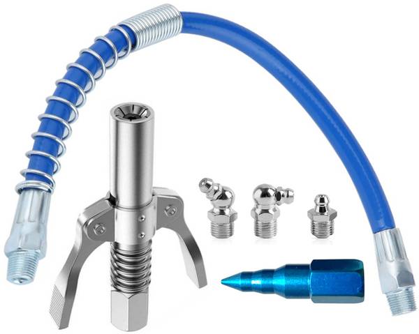 EPITECH MART Grease Gun Coupler 10000 PSI Leak-Free Grease Nozzle With 12 Inch Pipe Manual Dispenser
