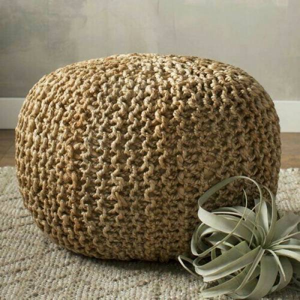 Textile Natural Fiber Pouf