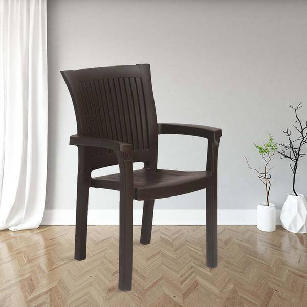 Nilkamal Platinum Plastic Arm Chair (Season Rust Brown) Plastic Outdoor Chair