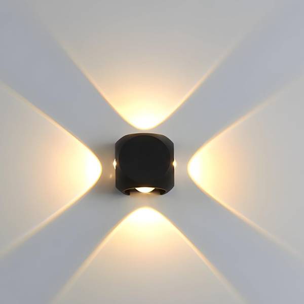 Volt Vision 4 Way LED Indoor & Outdoor Lamp Up/Down Right/Left Elevation Light Rustproof & Waterproof Aluminum Body Black (Warm White) Post Light Outd...
