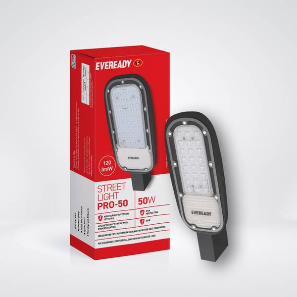 EVEREADY LED Streetlight Pro 50W | IP66 waterproof Street Light | High Surge Protection | Aluminium Body| 2 Year warranty | Flood Light Outdoor Lamp