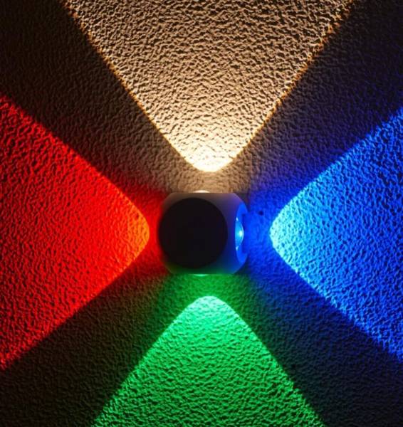 SK ASHOKA 8 W 4 Way Multicolor Round Shape LED Outdoor Elevation Up Down Wall Light IP-65 Waterproof | | Pack of 1 Post Light Outdoor Lamp