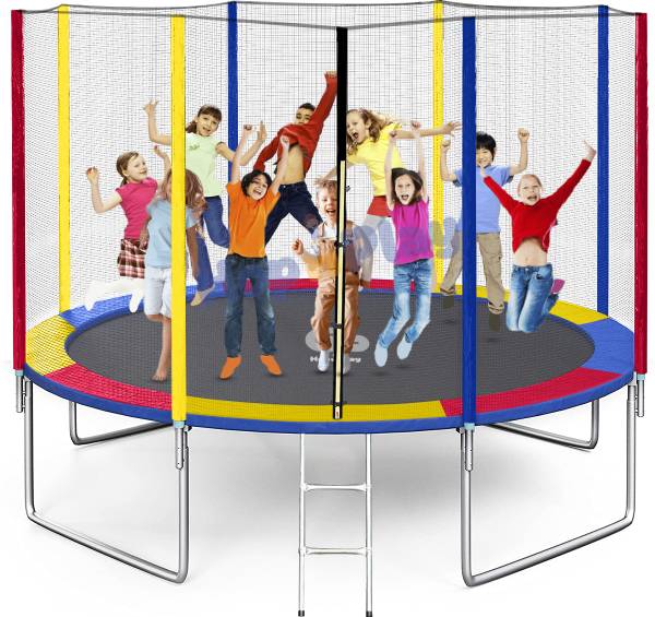 HOP N PLAY 14 Feet GS Jumping Heavy Duty Jhula Trampoline with Net for Kids, Indoor Outdoor