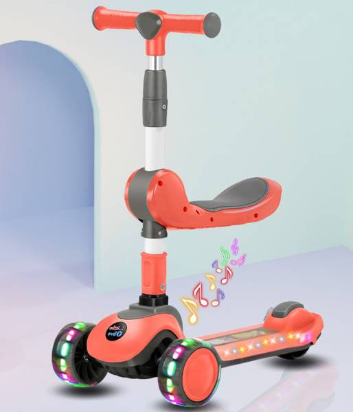 Little Olive 2-in-1 Scooter with LED Wheels, Adjustable Handle, Rear Brake, Foldable Seat