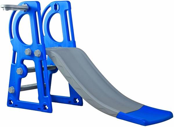 BabyGo Riko Kids Toy Foldable Slide with Basket for Home & School (Blue)