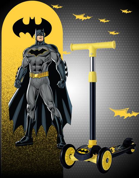 Miss & Chief Batman - 3 Wheel Scooter for Kids, Lightweight|Foldable & Adjustable Height