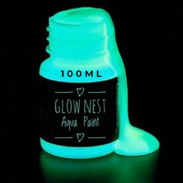 Glow Nest AQUA Glow in Dark Acrylic Paint | Night Glow Paint | Radium Paint - 100 ML