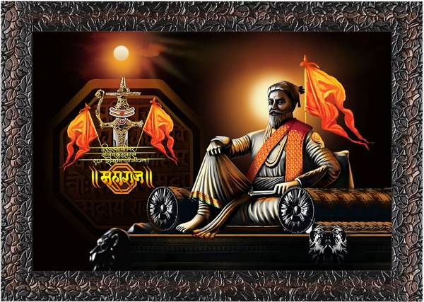 Indianara Chhatrapati Shivaji Maharaj Without Glass Framed Art Print for Room Decor Digital Reprint 14 inch x 20 inch Painting