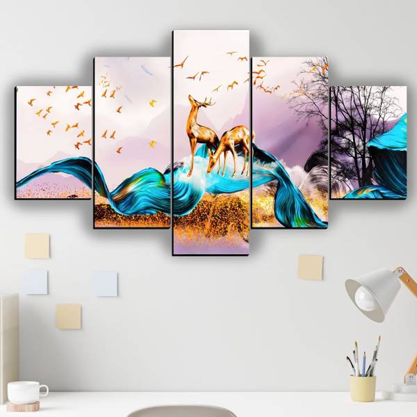 JB Creations Five Piece Modern Art Painting Digital Reprint 18 inch x 30 inch Painting