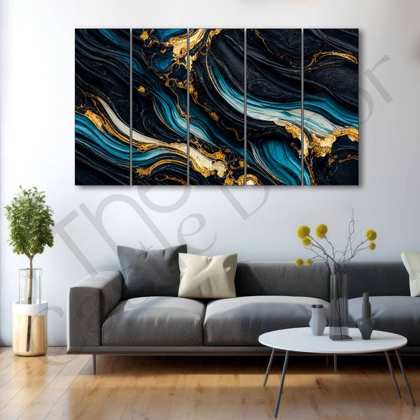 TheCastleDecor Marble abstract BigSize wall Painting for living room,Bedroom with sparkle efect Natural Colors 27 inch x 48 inch Painting