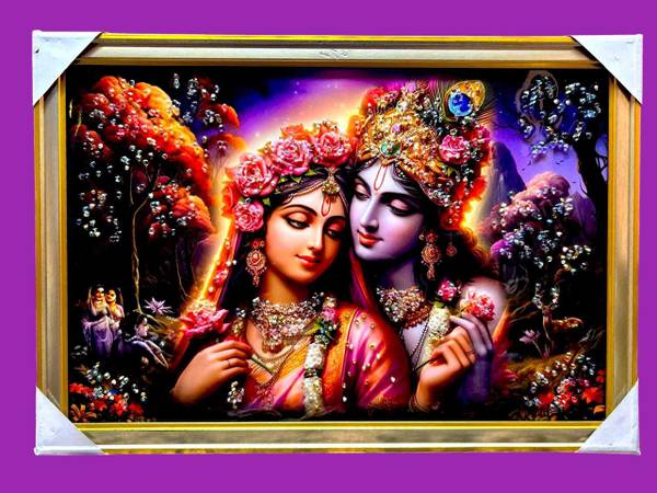 SUNINOW Suninow crystal resin art radha krishna photo frame Resin Painting 20 inch x 14 inch Painting