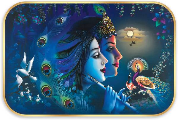 Indianara Radha Krishna Without Glass Framed Art Print for Room Decor Digital Reprint 14 inch x 20 inch Painting