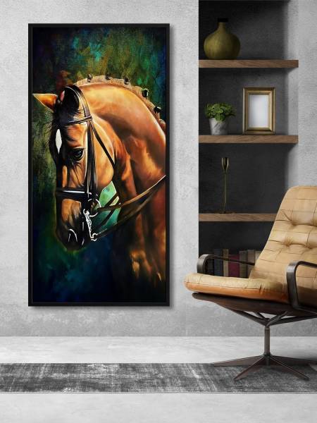 999Store Brown Horse Face Modern Art Canvas Painting For Wall Decoration Canvas 48 inch x 24 inch Painting