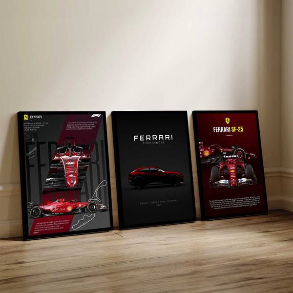 Hothouse Big Ferrari F1 Car Framed Posters Gift Items for Boys Room Bedroom Living Room Digital Reprint 17 inch x 13 inch Painting