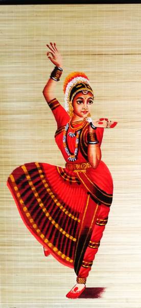 ZENRISE baratha natyam dancing lady red Enamel 45 inch x 22 inch Painting