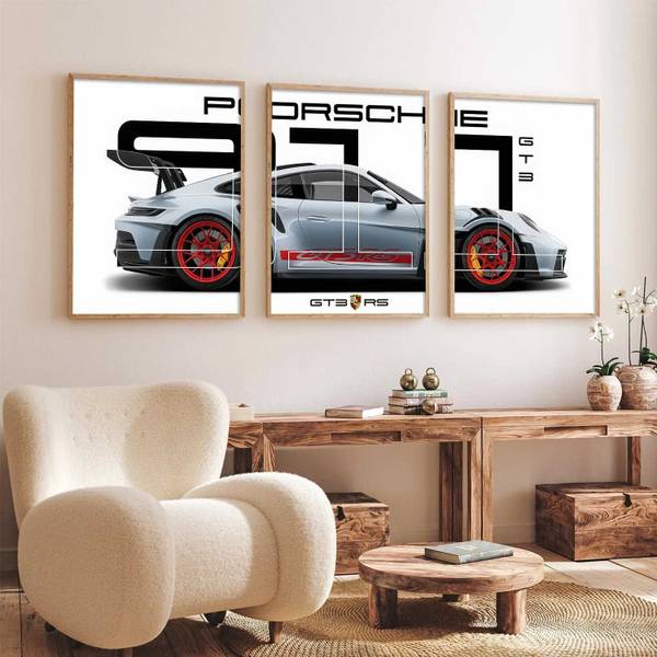Hothouse Big Porsche Car Framed Posters Gift Items for Boys Room Bedroom Digital Reprint 17 inch x 13 inch Painting
